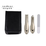 Luxury Nail Care Set – 2 Stainless Steel Nail Clippers & Glass Nail File with Premium Case