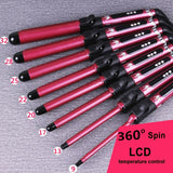 360-Degree Rotating Hair Curler with Rapid Heating & LCD Temperature Display